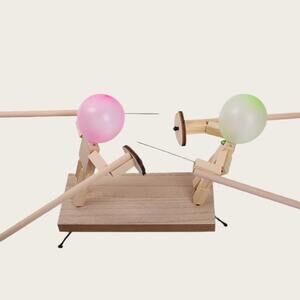 Handmade Fencing Game Balloon Bamboo Game Wooden Puppets Fight&100 Balloons